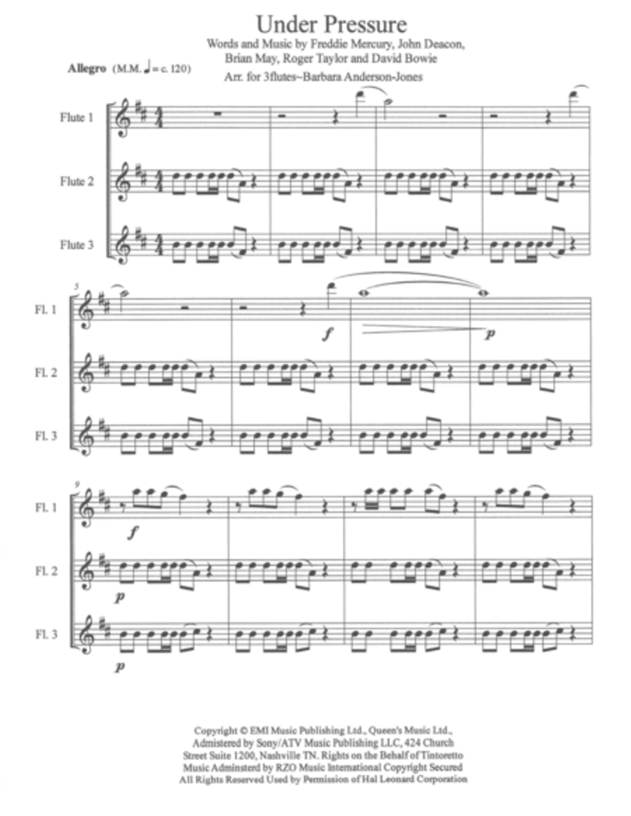 Under Pressure Woodwind Trio scores gallery preview page 2