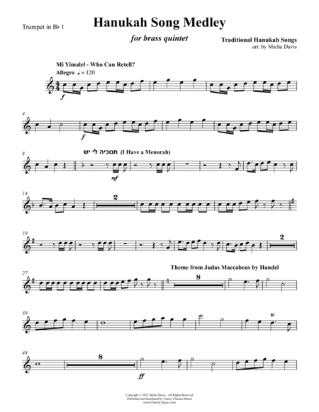 Hanukah Song Medley for Brass Quintet image number null