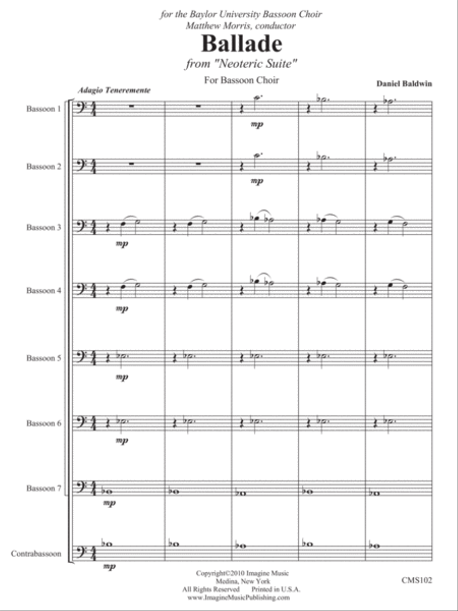 Ballade for Bassoon Choir Set of Parts scores gallery preview page 2