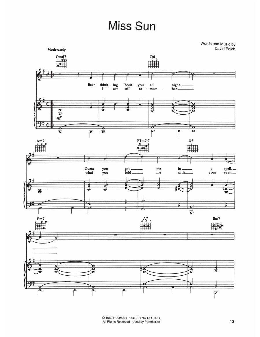 Miss Sun Piano, Vocal, Guitar scores gallery preview page 1