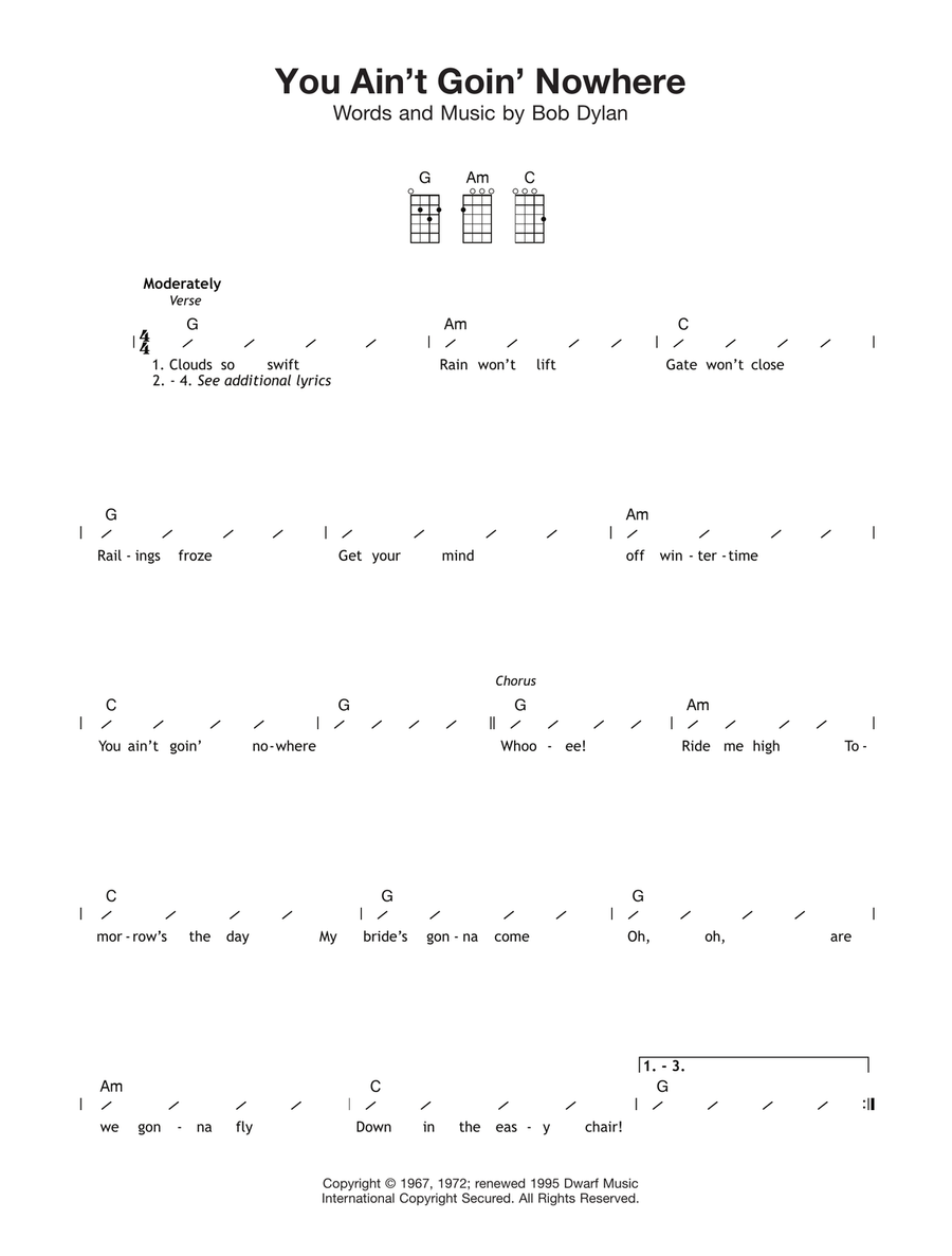 You Ain't Goin' Nowhere Ukulele scores gallery preview page 1