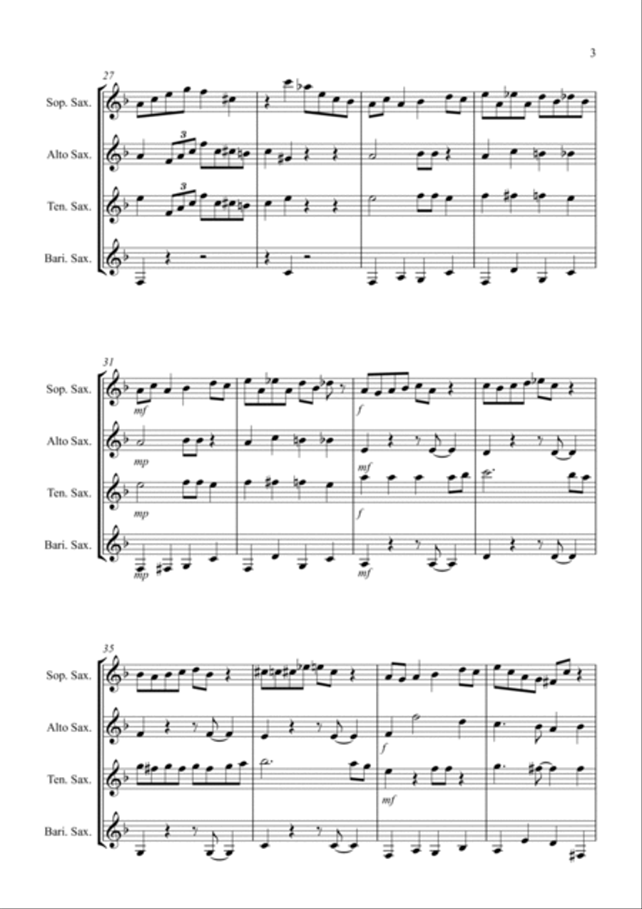 Joy to the World (Jazzy Style!) for Saxophone Quartet Saxophone Quartet scores gallery preview page 3