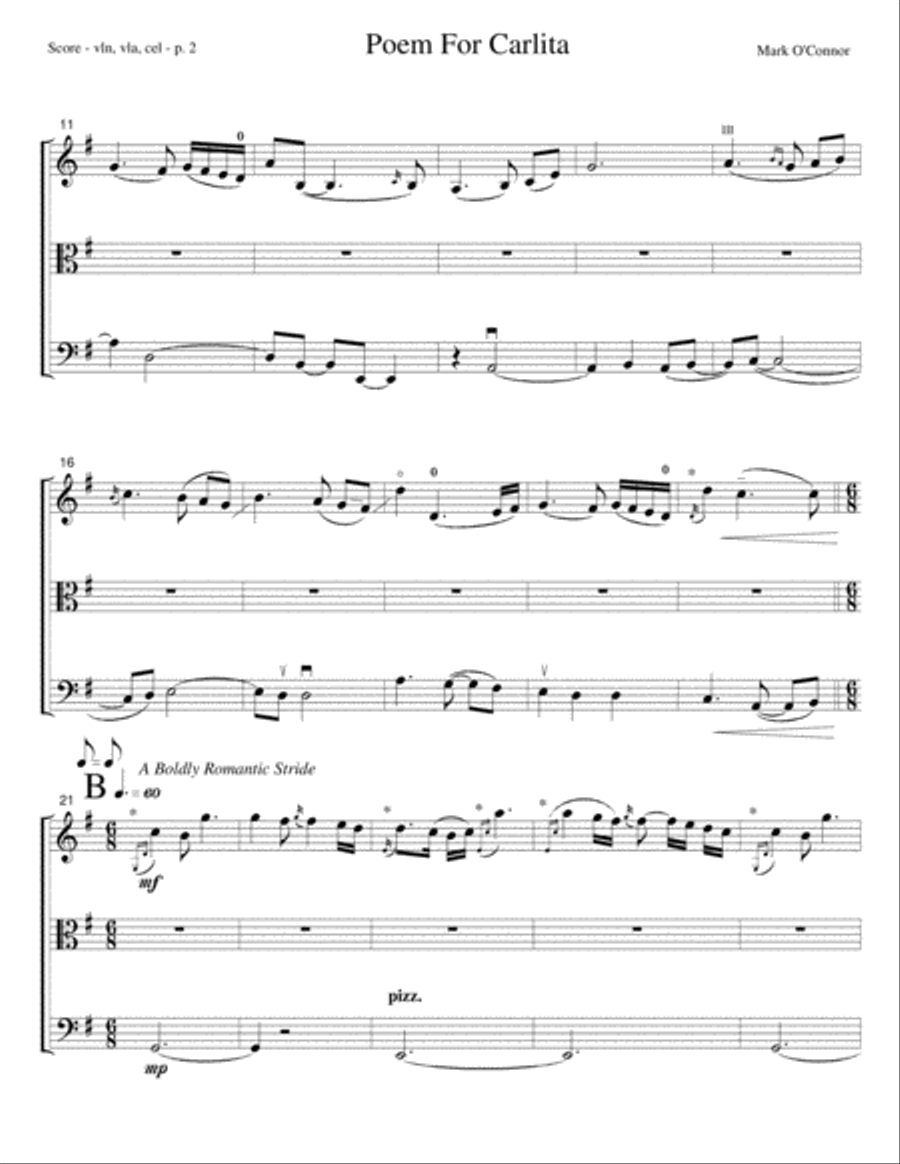 Poem For Carlita (score - vln, vla, cel) String Trio scores gallery preview page 5