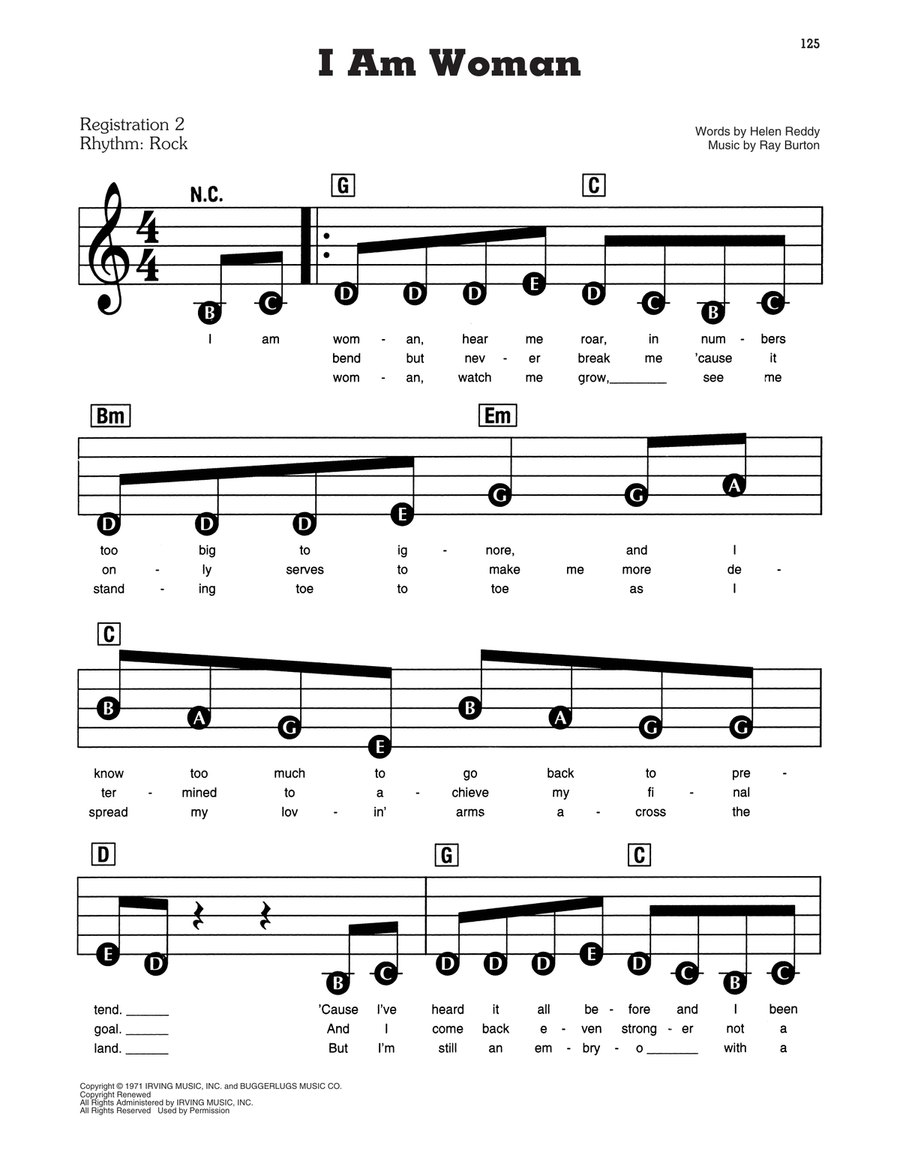I Am Woman Electronic Keyboard scores gallery preview page 1