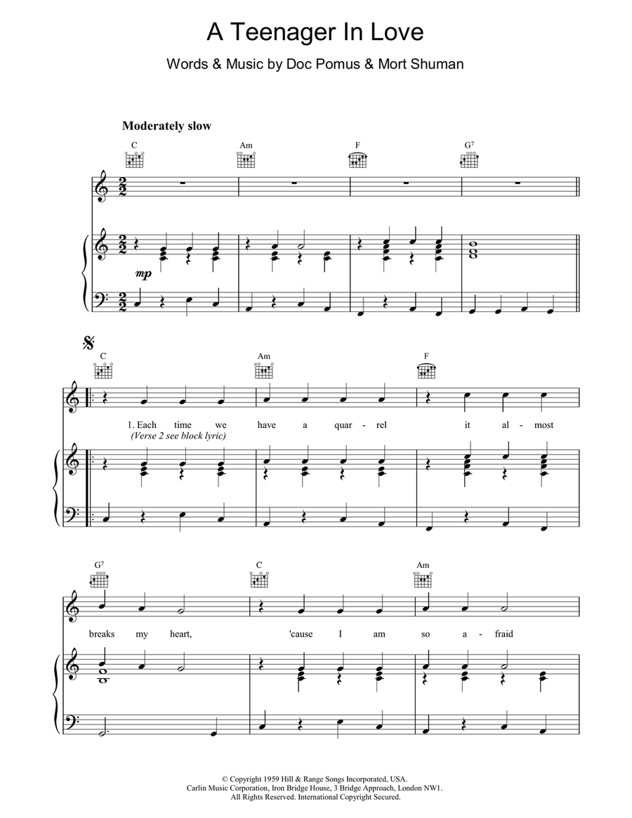 A Teenager In Love A Teenager In Love Acoustic Guitar scores gallery preview page 1