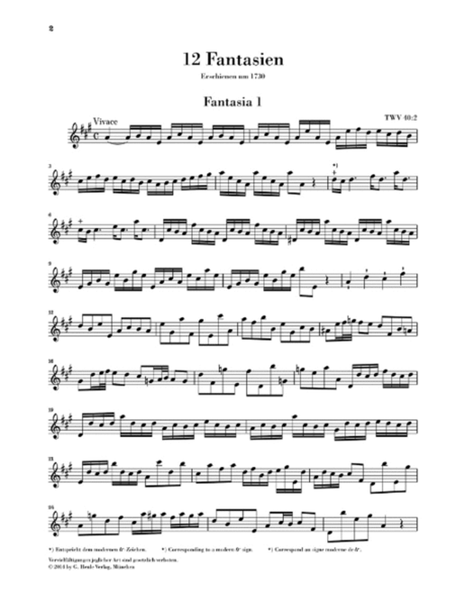 12 Fantasias for Flute Solo TWV 40:2-13
