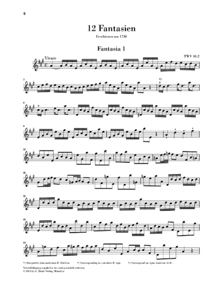 12 Fantasias for Flute Solo TWV 40:2-13
