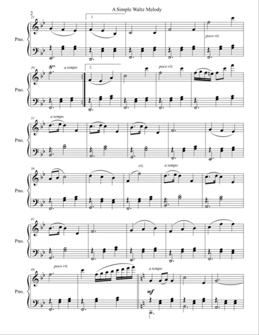A Simple Waltz Melody A Simple Waltz Melody Piano Solo scores gallery preview page 2