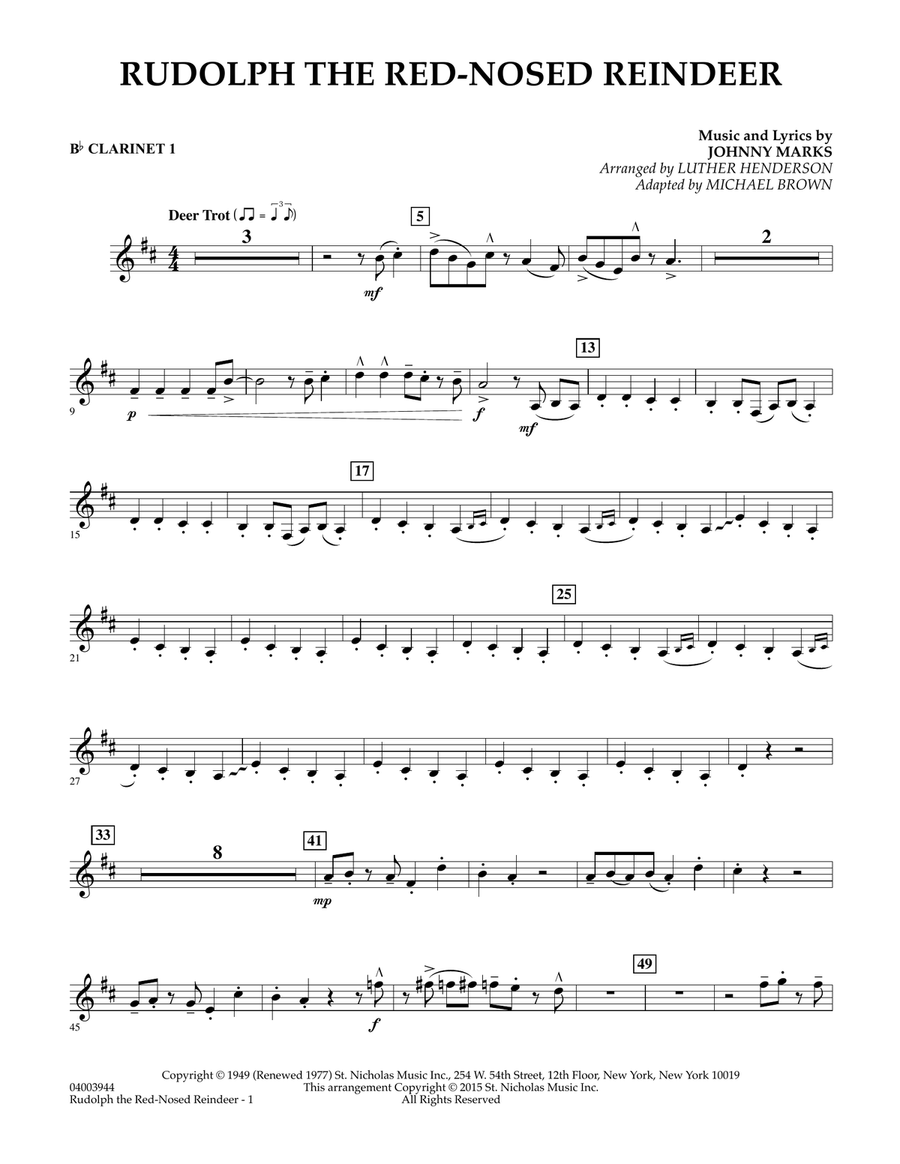 Rudolph the Red-Nosed Reindeer (Canadian Brass) - Bb Clarinet 1 B-Flat Clarinet scores gallery preview page 1