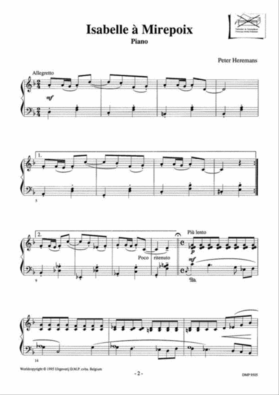 Isabelle À Mirepoix - Alexanders Droom Piano Solo scores gallery preview page 2