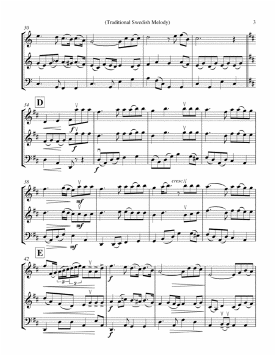 Swedish Folk Melody for String Trio (Violin 1, Violin 2, Cello) String Trio scores gallery preview page 4