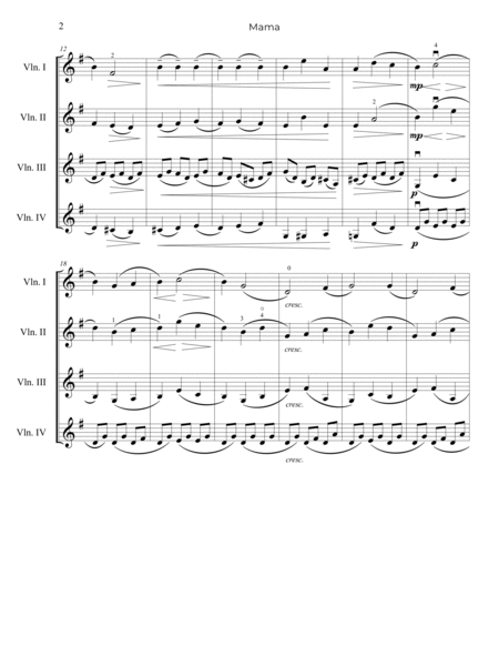 Tchaikovsky: Mama, Op.39, No.3 - Violin Quartet image number null