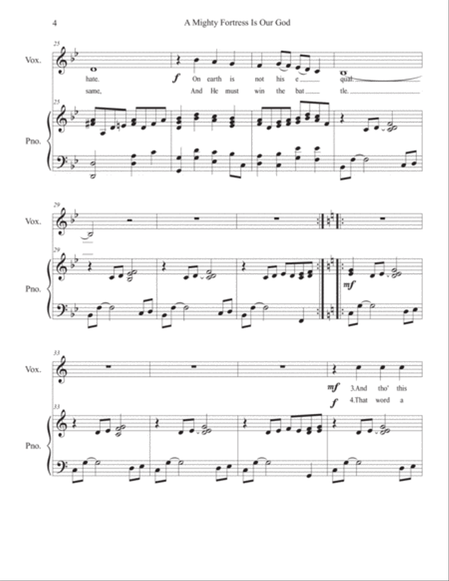 A Mighty Fortress Is Our God Vocal Solo (Medium range) Unison Choir scores gallery preview page 4
