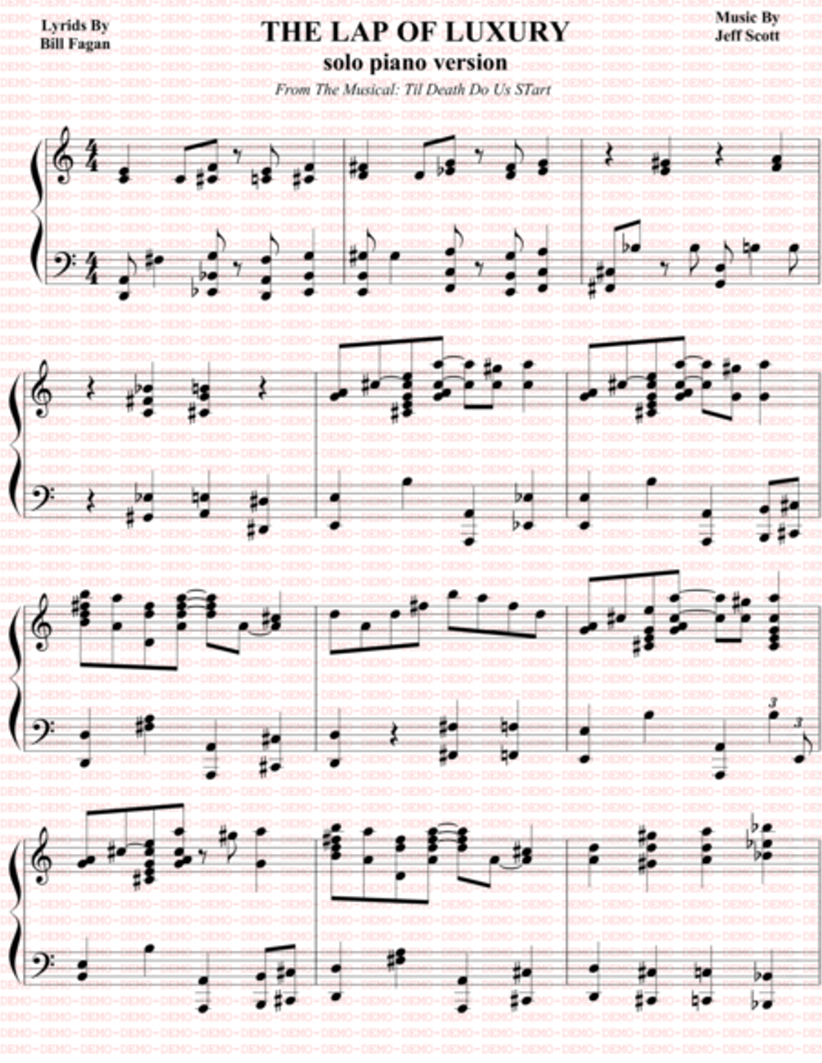 The Lap Of Luxury (solo version) Piano Solo scores gallery preview page 1