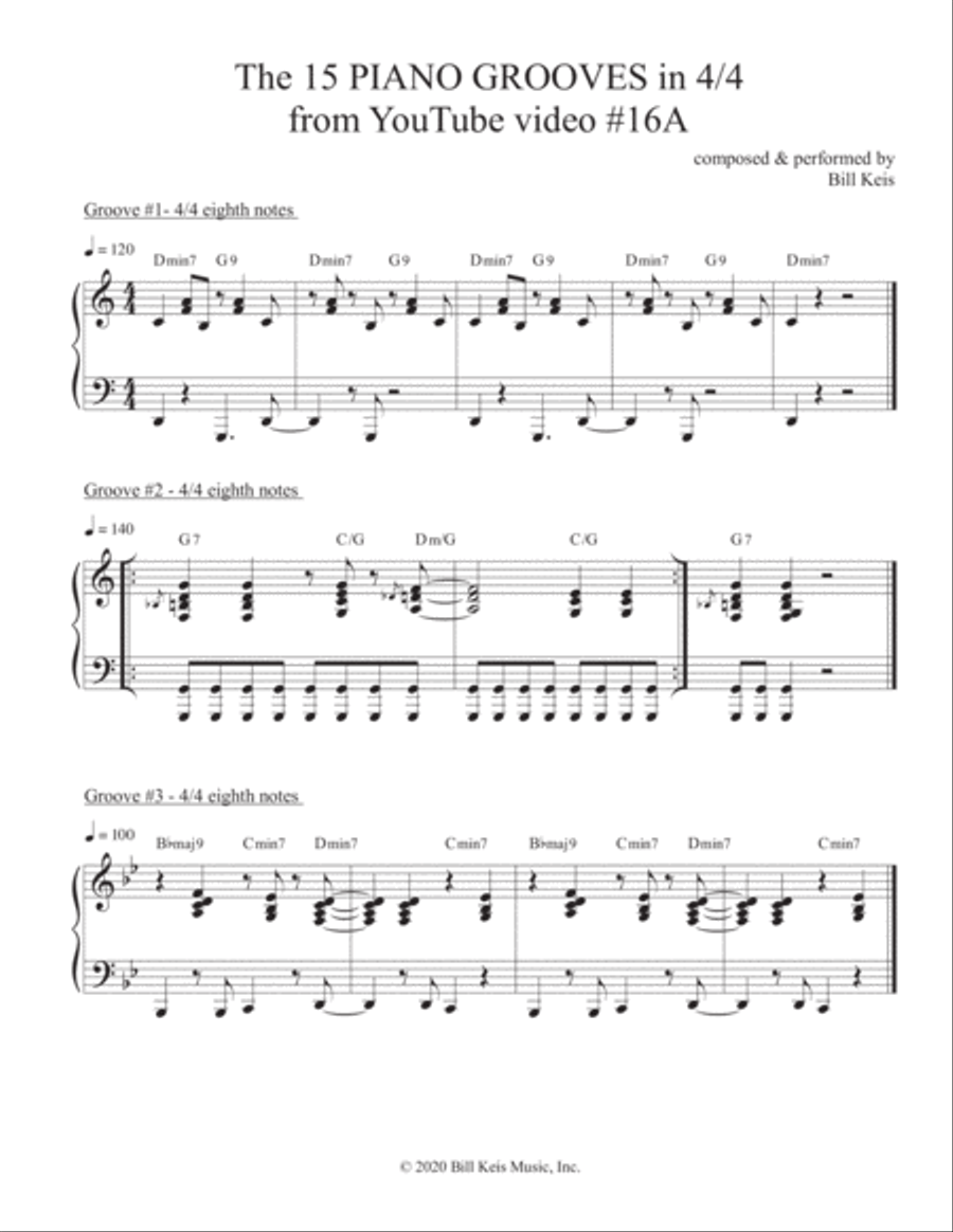 The 15 PIANO GROOVES in 4/4 from YouTube video #16A Piano Solo scores gallery preview page 2