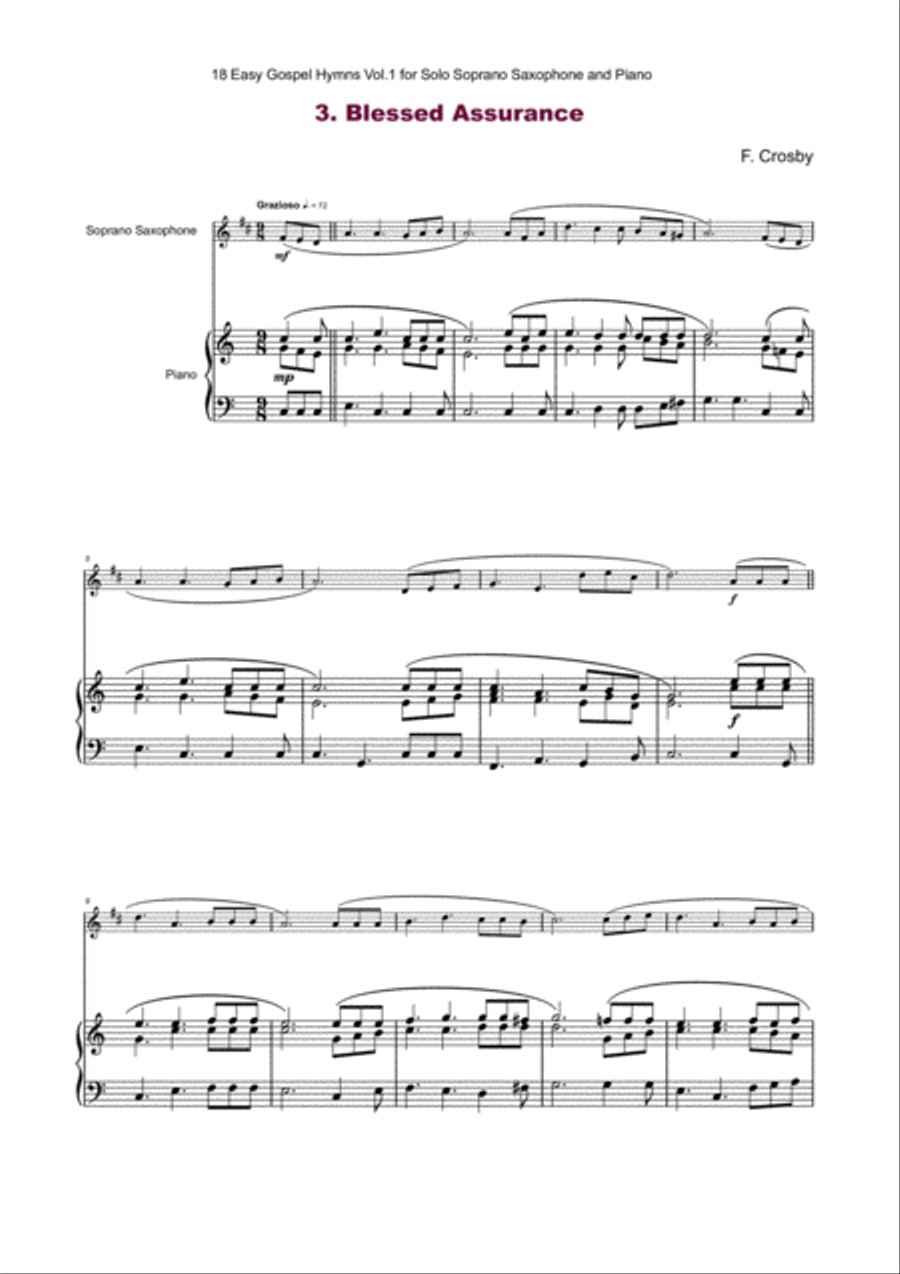 18 Gospel Hymns Vol.1 for Solo Soprano Saxophone and Piano Soprano Saxophone scores gallery preview page 5