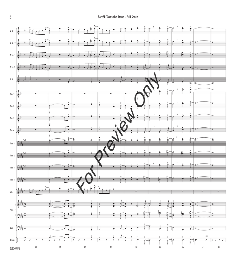 Bartók Takes the Trane Bartók Takes the Trane Jazz Ensemble scores gallery preview page 6