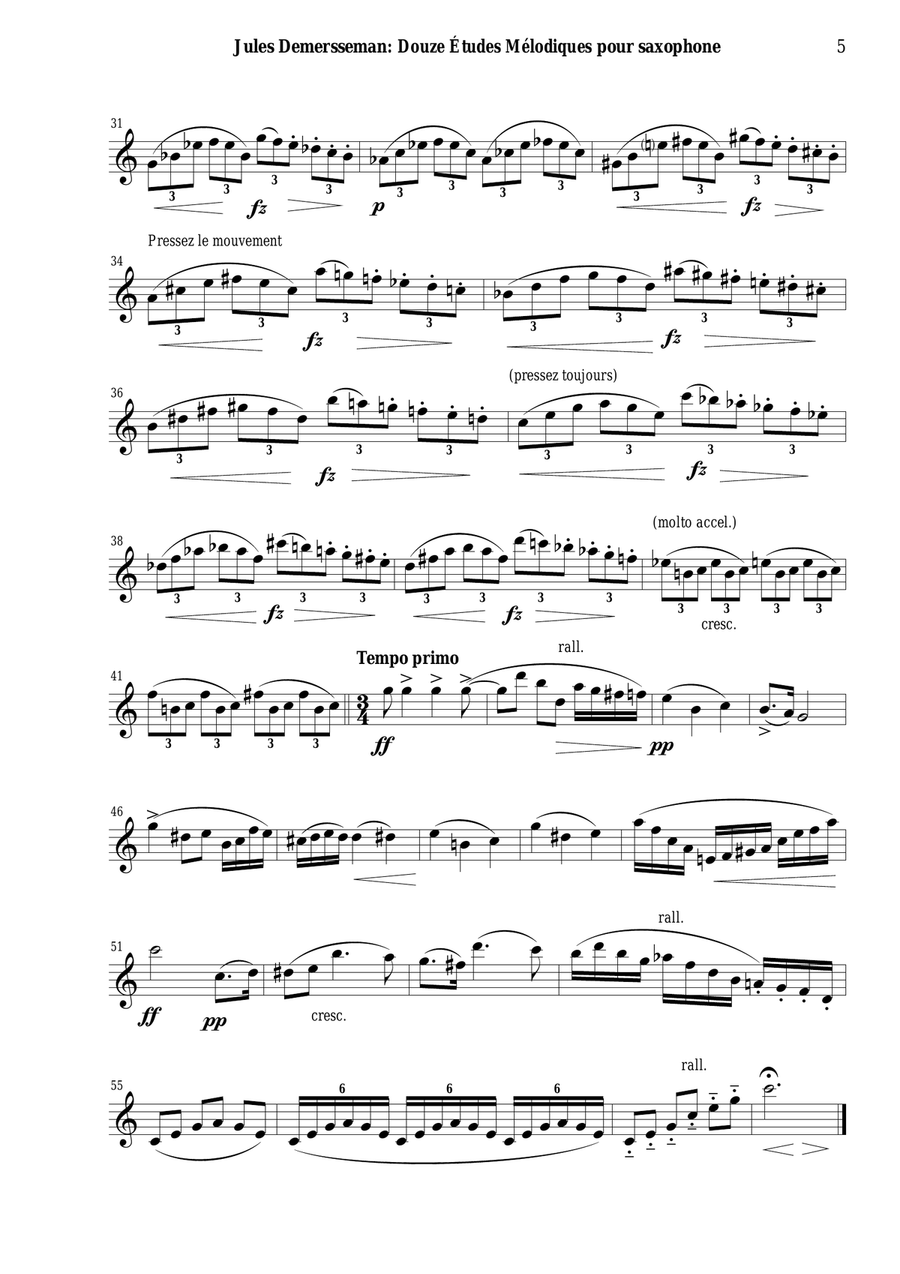 Jules Demersseman: Douze Études (Twelve Etudes) in all keys for any saxophone Woodwind Trio scores gallery preview page 5