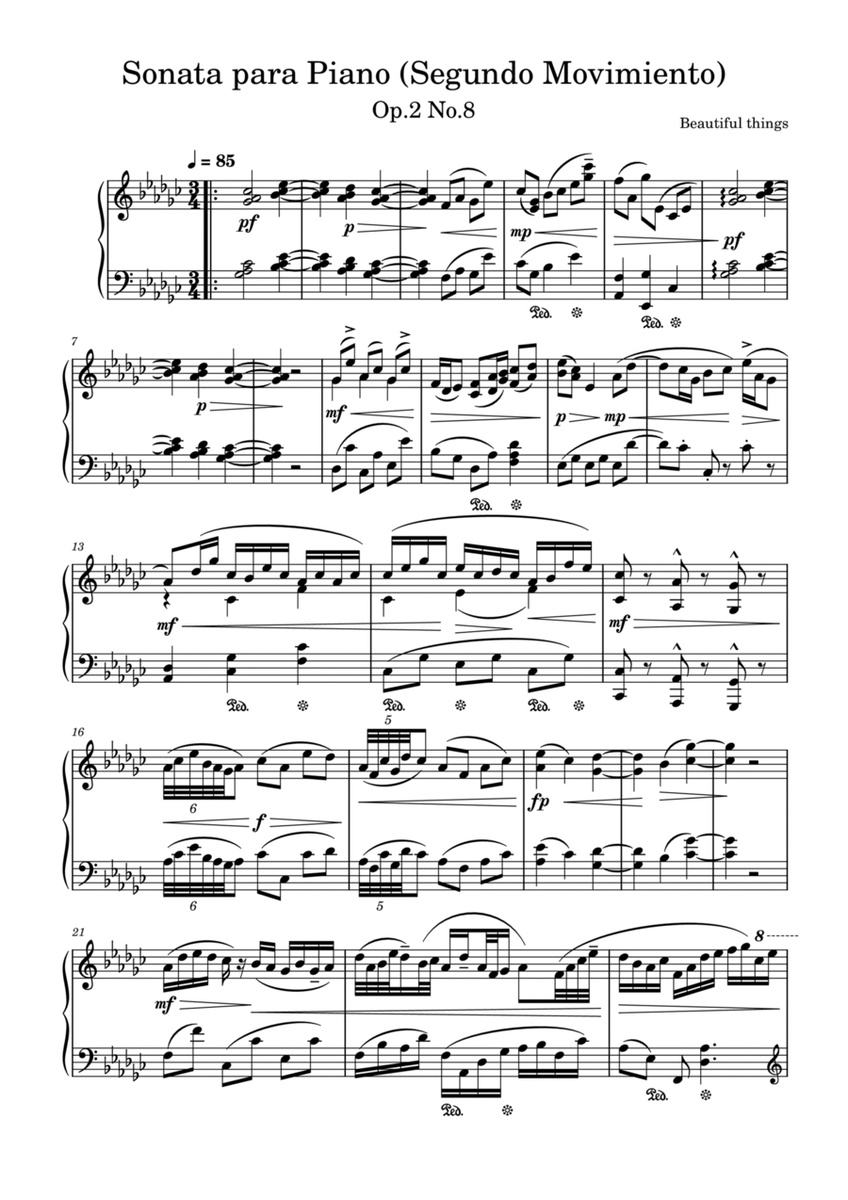 Sonata para Piano(Segundo Movimiento)-Beautiful things Op.2 No.8