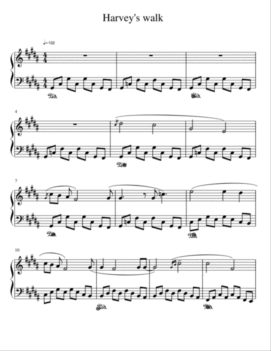 Harvey's walk Piano Solo scores gallery preview page 1