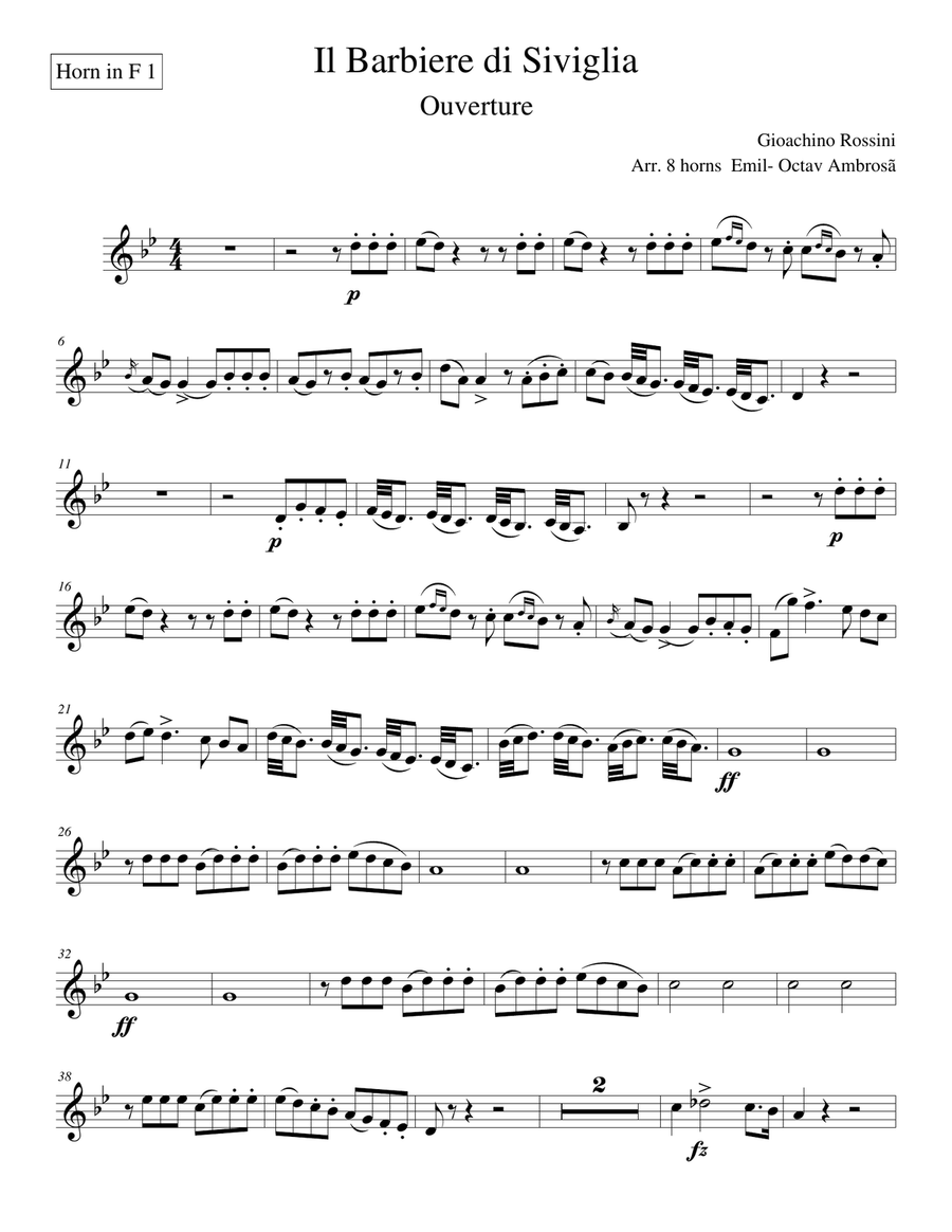 Il Barbiere di Siviglia ( Ouverture ) Brass Ensemble scores gallery preview page 1