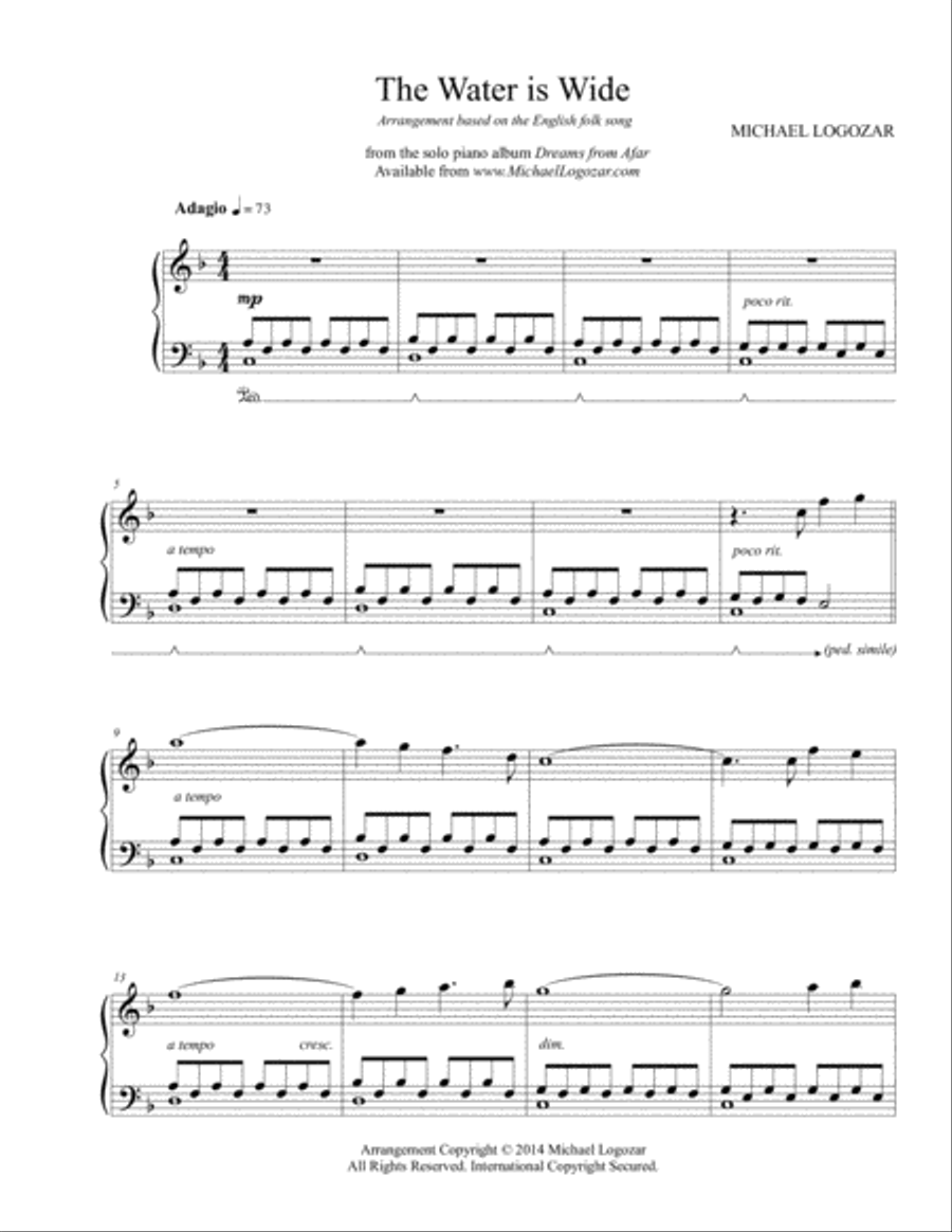 The Water is Wide - Modern Arrangement Piano Solo scores gallery preview page 1