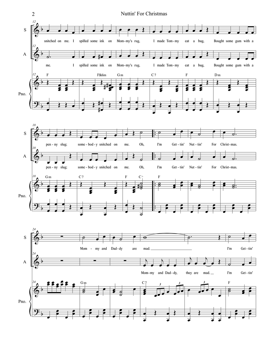 Nuttin' For Christmas Vocal Duet scores gallery preview page 2