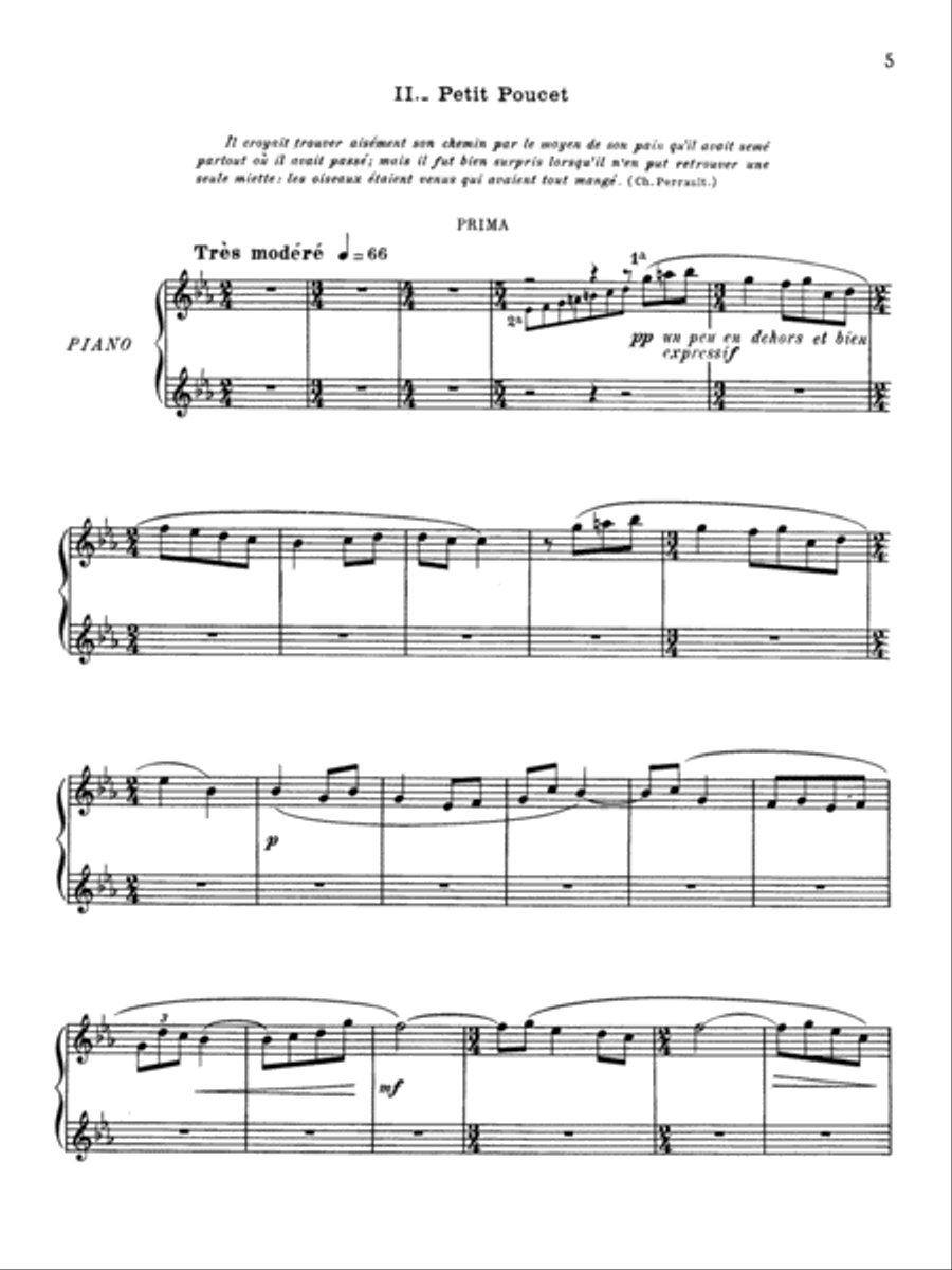 Ravel: Ma Mère l'oye (Mother Goose Suite) Piano Duet scores gallery preview page 2