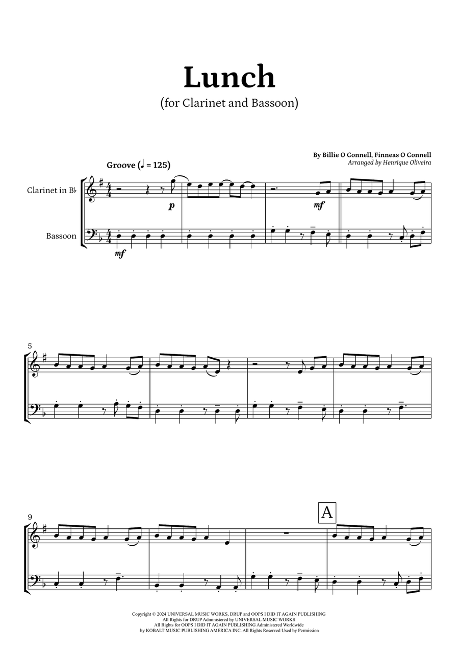 Lunch Woodwind Duet scores gallery preview page 1