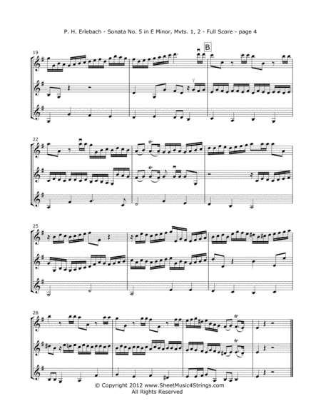 Erlebach, P. - Sonata No. 5 (Mvt. 1) for Three Violins image number null