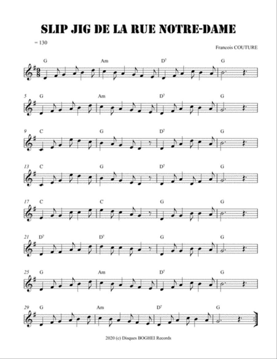 SLIP JIG DE LA RUE NOTRE-DAME Piano scores gallery preview page 1