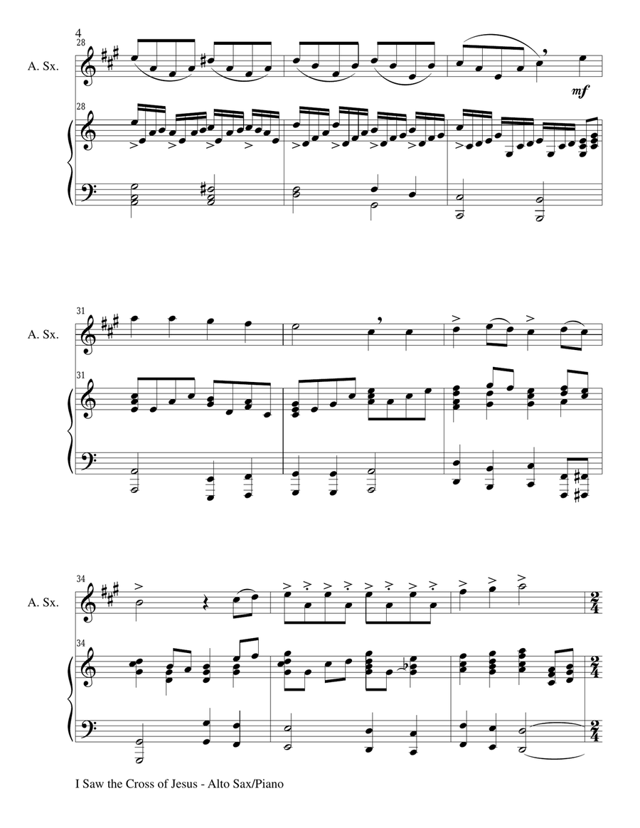 I SAW THE CROSS OF JESUS (Duet – Alto Sax and Piano/Score and Parts) Woodwind Duet scores gallery preview page 4