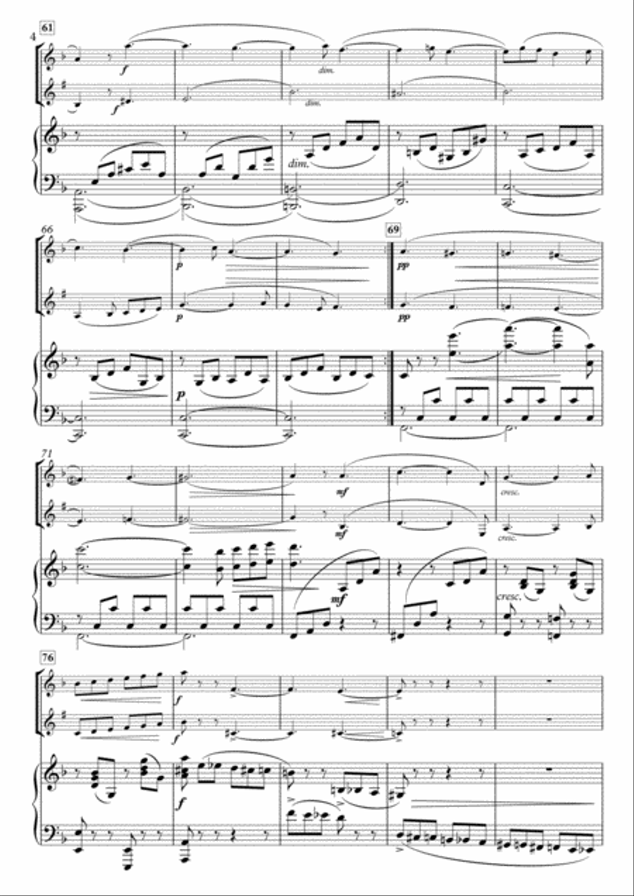Miniatures, No.6 Saltarell H.88-3 for Flute, Clarinet & Piano Small Ensemble scores gallery preview page 4