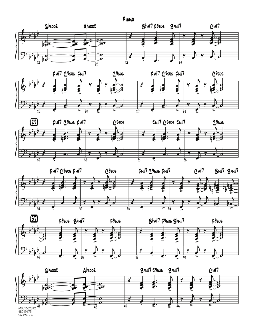 Six P.M. - Piano Six P.M. - Piano Jazz Ensemble scores gallery preview page 4
