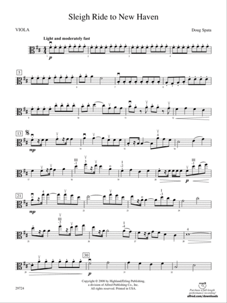 Sleigh Ride to New Haven: Viola String Orchestra scores gallery preview page 1
