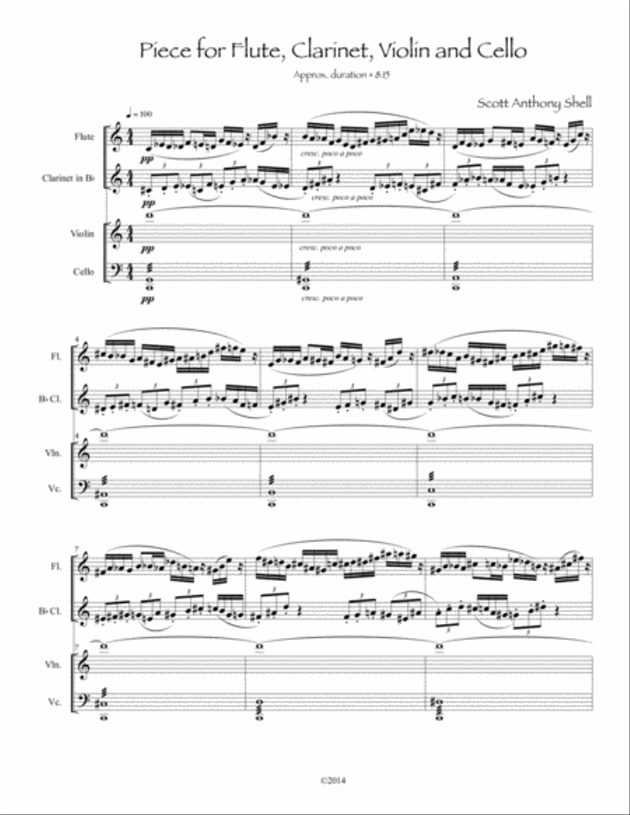 Piece for Flute, Clarinet, Violin and Cello Small Ensemble scores gallery preview page 3