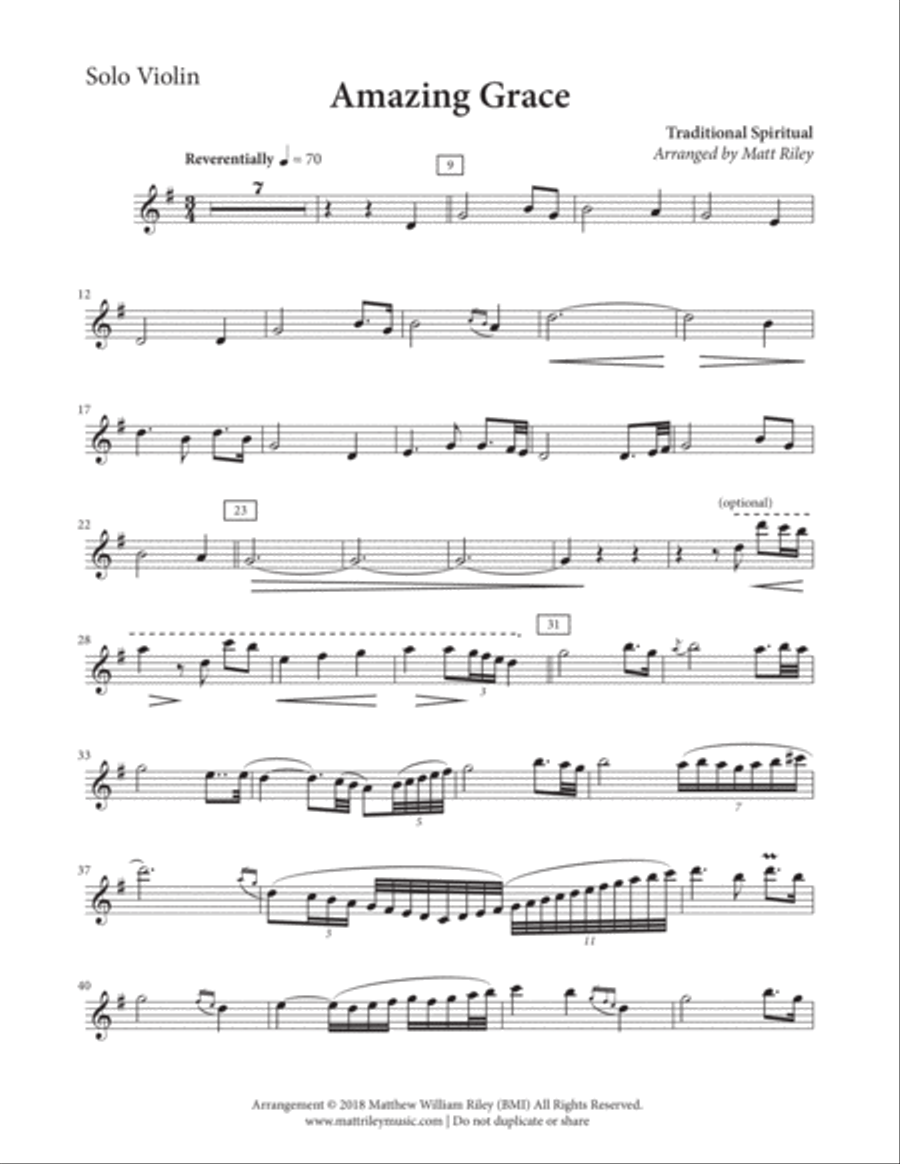 Amazing Grace - Violin and Piano Duet Violin Solo scores gallery preview page 3