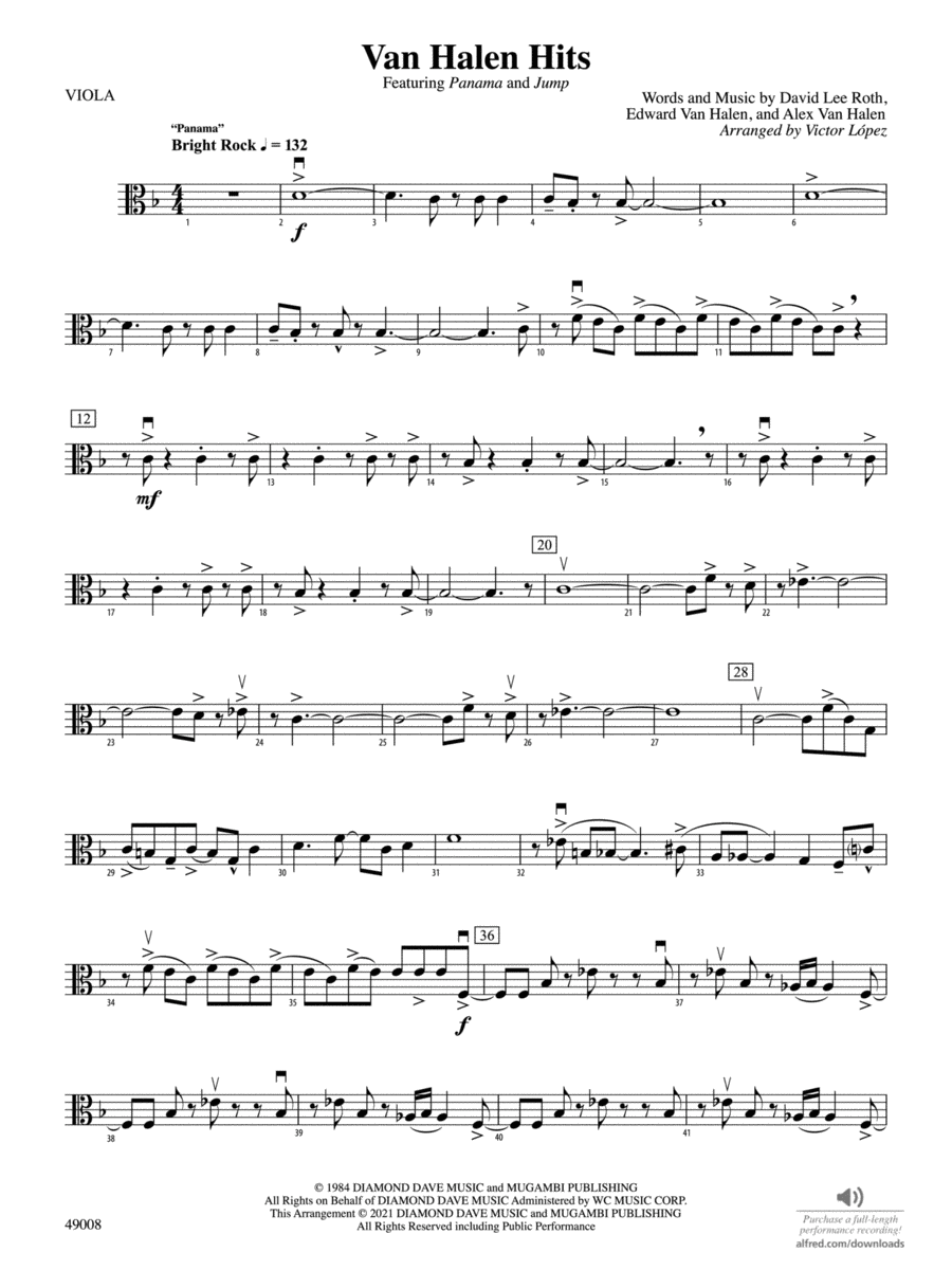 Van Halen Hits: Viola Full Orchestra scores gallery preview page 1