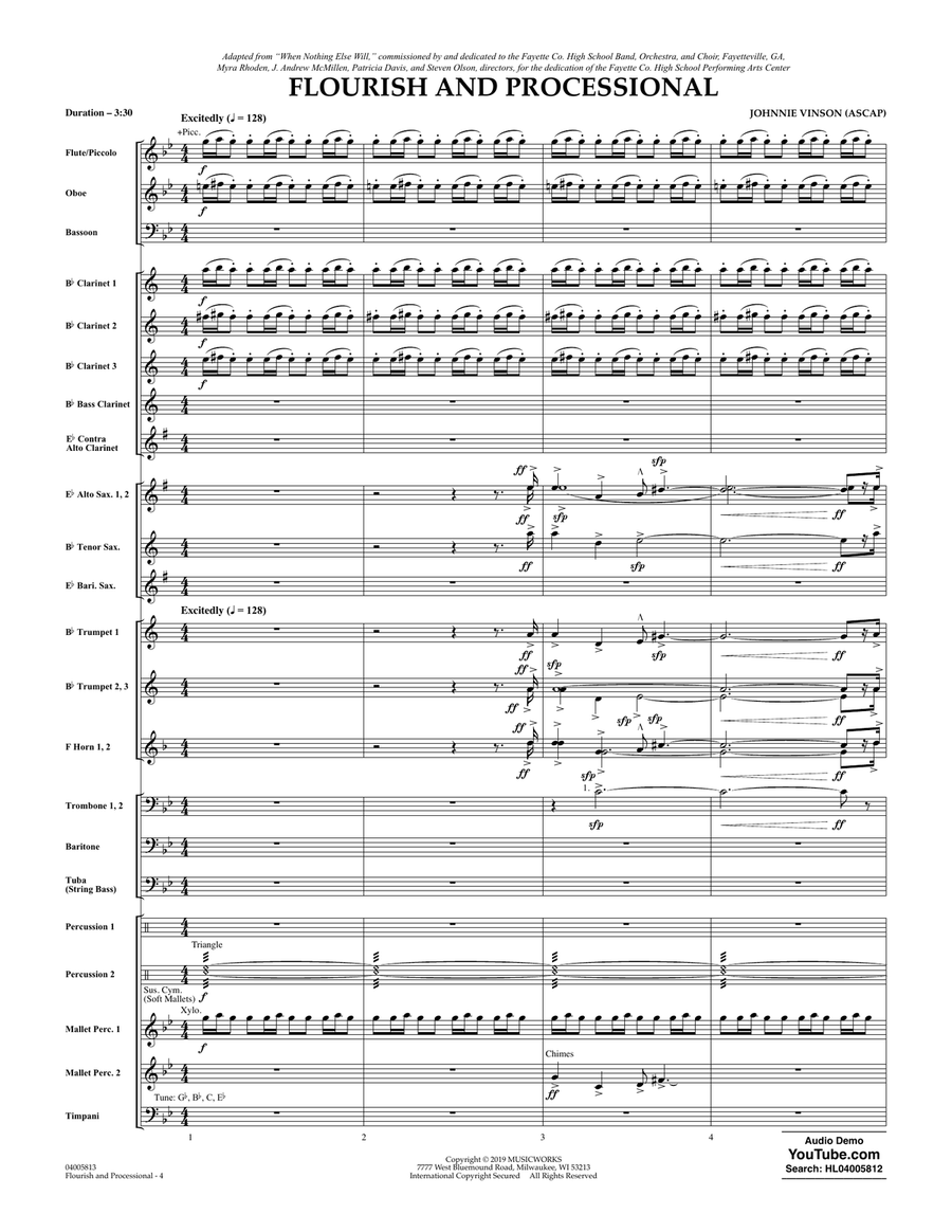 Flourish and Processional - Conductor Score (Full Score) Concert Band scores gallery preview page 3