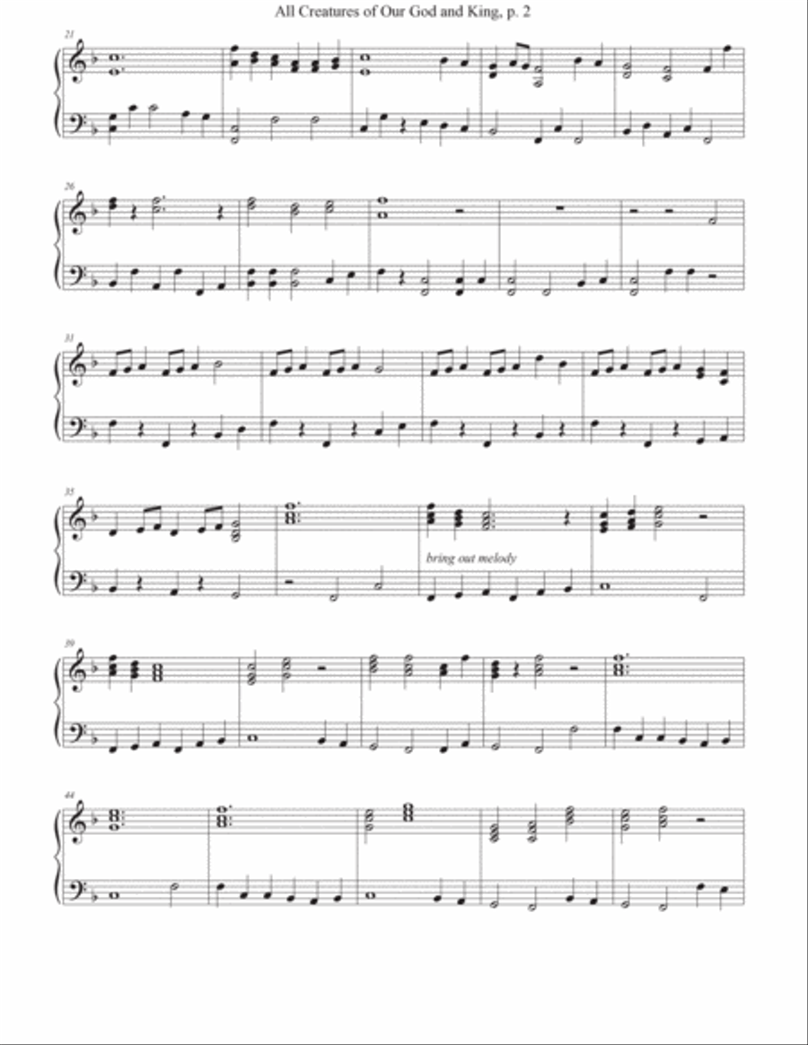 All Creatures of Our God and King Piano Solo scores gallery preview page 2