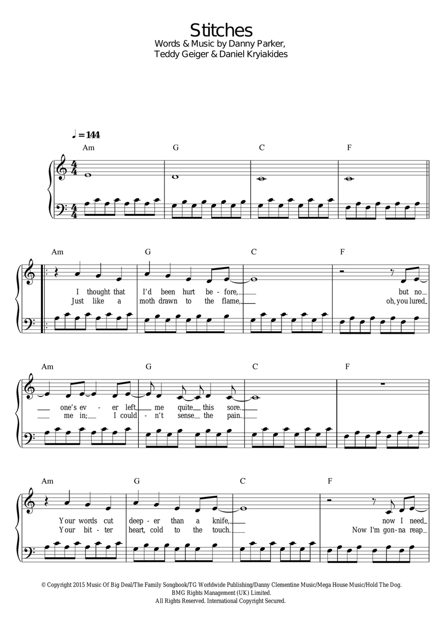 Stitches Easy Piano scores gallery preview page 1