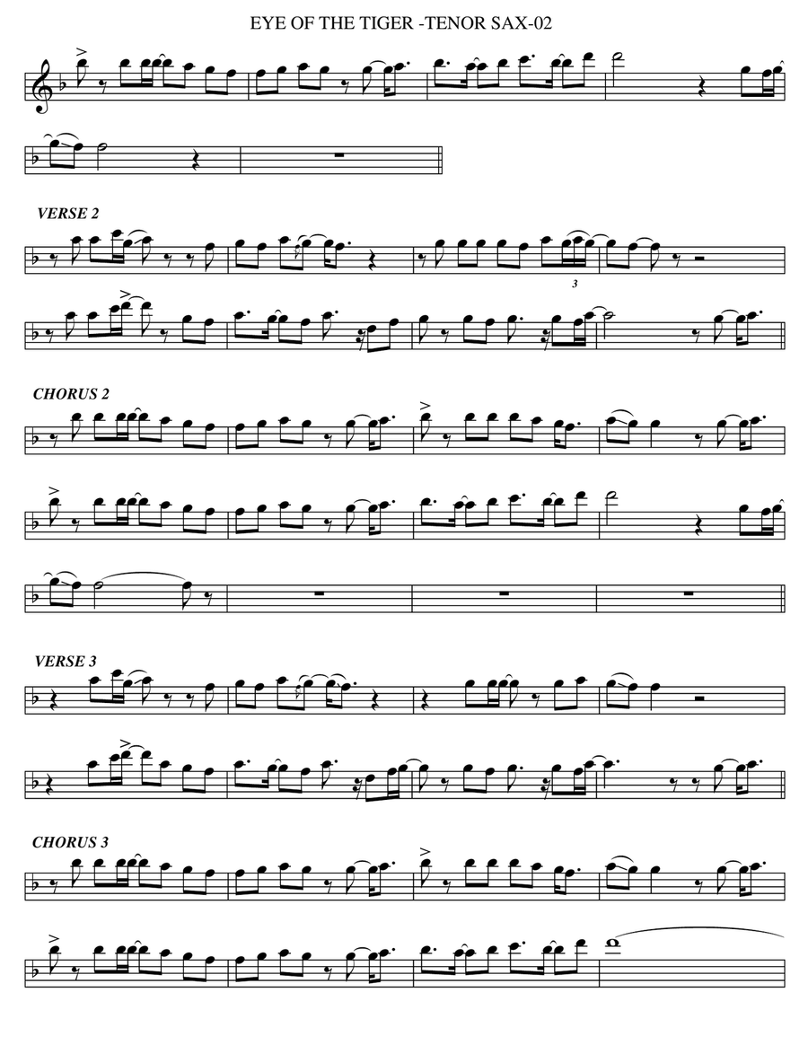 Eye Of The Tiger Eye Of The Tiger Tenor Saxophone scores gallery preview page 2