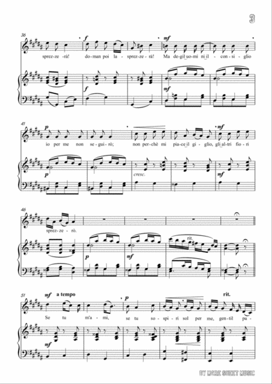 Pergolesi-Se tu m'ami in g sharp minor,for Voice and Piano Voice Solo scores gallery preview page 5