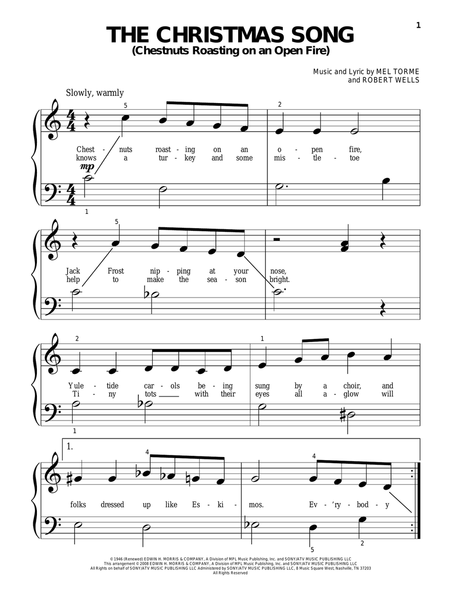 The Christmas Song (Chestnuts Roasting On An Open Fire) Piano Solo scores gallery preview page 1