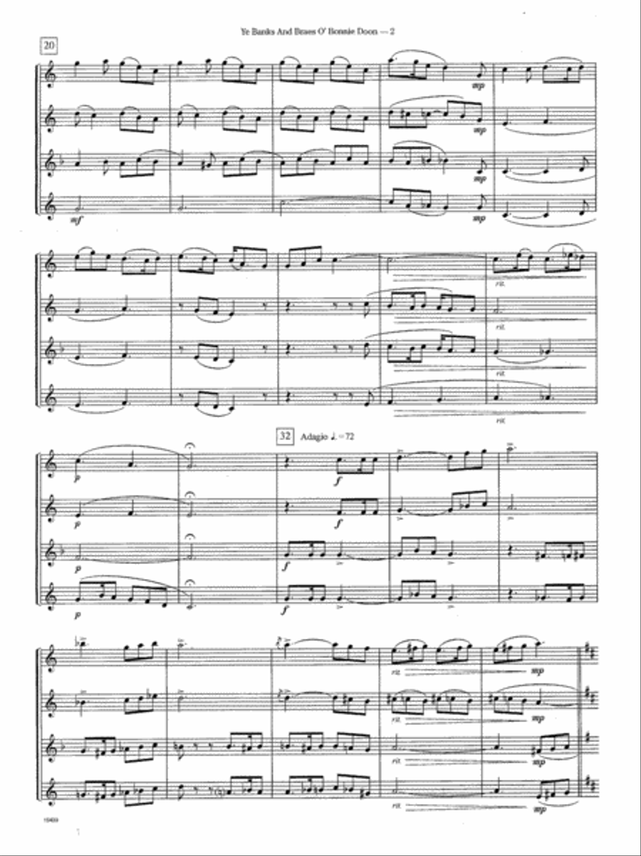 Ye Banks And Braes O' Bonnie Doon Saxophone Quartet scores gallery preview page 3