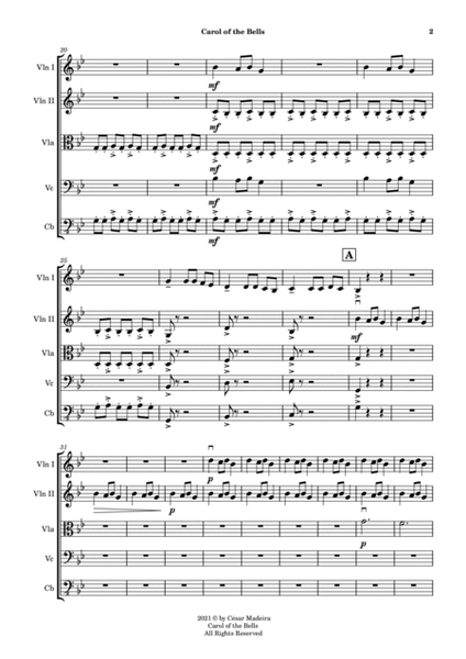 Carol Of The Bells - String Orchestra (Full Score and Individual Parts) image number null