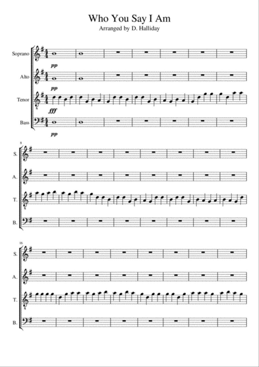 Who You Say I Am 4-Part scores gallery preview page 1