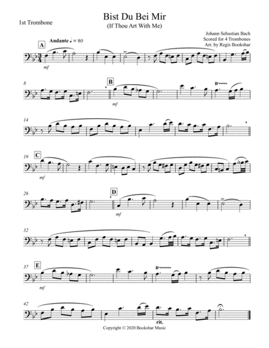 Bist Du Bei Mir (Trombone Quartet) image number null