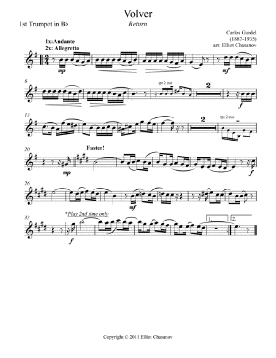 Volver-a tango for brass quintet Brass Quintet scores gallery preview page 4