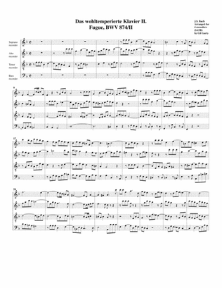 Fugue from Das wohltemperierte Klavier II, BWV 874/II (arrangement for 4 recorders)